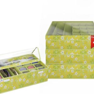 Heart Home Pack of 4 Foldable Socks Organizer with Tran...