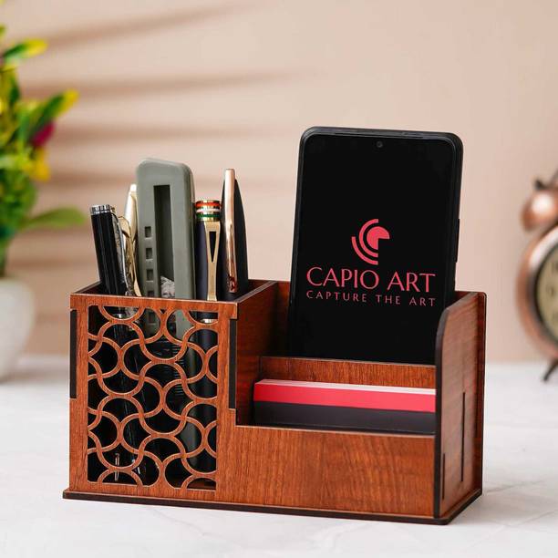 CAPIO ART 3 Compartments MDF WOOD Pen Stand
