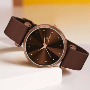 JAINX Brown Silicone Band Analog Watch - For Women JW8576