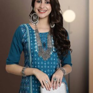 EthnicBasket Women Printed Crepe Straight Kurta