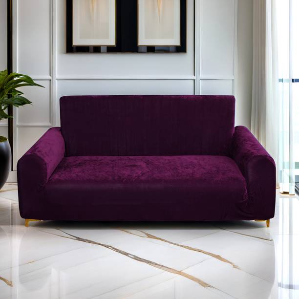 PRABHNOOR Velvet Plain 3 Seater Sofa Cover