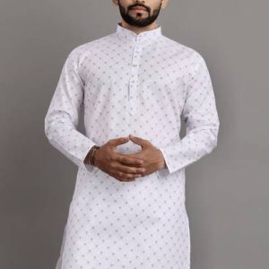 SOPANI Men Printed Cotton Blend Straight Kurta