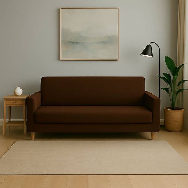 DECORWELL Polyester Plain 3 Seater Sofa Cover