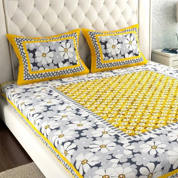 Leo Creation 144 TC Cotton Double Jaipuri Prints Flat B...