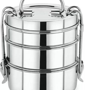 Dev Steel Tiffin Box Set,3-Container 8x3 for Office, Sc...