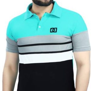 DyrectDeals Men Colorblock Polo Neck Polycotton Green T-Shirt