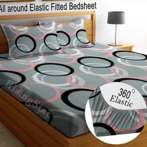 Italian Fab 250 TC Cotton King Printed Fitted (Elastic)...