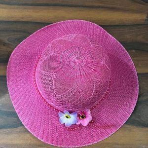 Zonkar Woman Pink Flower Printed Long Brim Beach and Su...