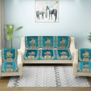 Nendle Chenille Floral 3+2 Seater Sofa Cover