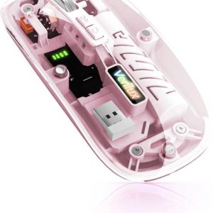 Zorbes Transparent Wireless Mouse Dual Mode Rechargeabl...