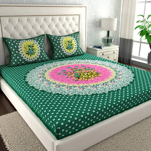 LA VERNE 144 TC Cotton Double Printed Flat Bedsheet