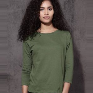Roadster Women Solid Round Neck Pure Cotton Green T-Shirt