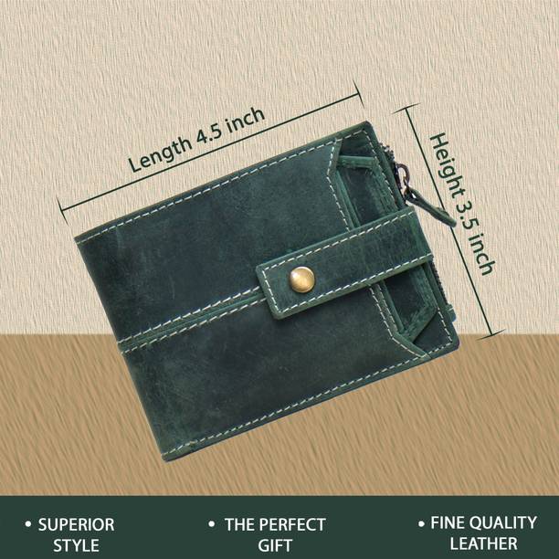 KRAVEN HUNT Men Casual, Formal, Trendy, Travel Green Genuine Leathe...