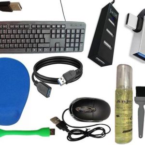 ANJO Wired Keyboard & Mouse-Wrist Pad-Hub 2.0-GelCleane...