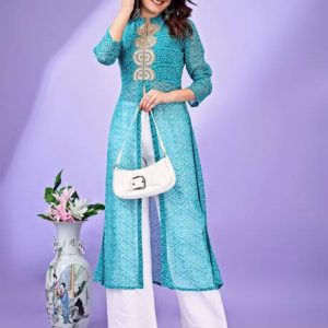 Youthnic Women Printed Georgette Frontslit Kurta