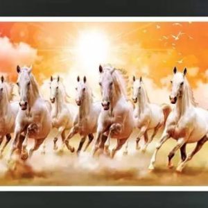 AARTKALA Seven white horse photo frame light orange sce...