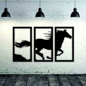 KV Art Running Hourse Three Set Black Frame Home Décor ...