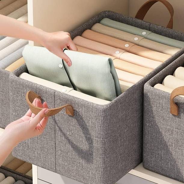 STARKENDY Foldable Storage Basket Organizer with Handle...