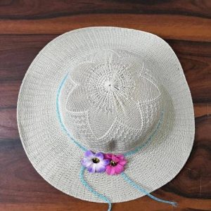 Zonkar Woman Cream Flower Printed Long Brim Beach and S...