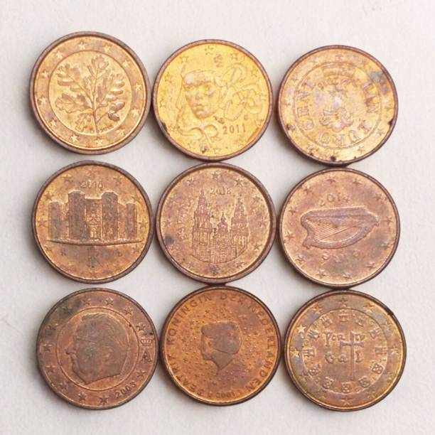 SHUBHCOINS 9 Different Country/Picture 1 Cent Euro Educ...