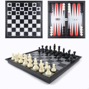 WECAN FASHION 3in1 Premium Classic Chess Checker & Back...