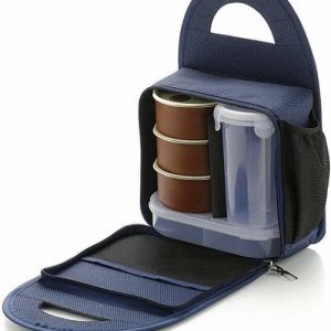 nariya Stainless Steel 3 Container Bag for Office | Blu...