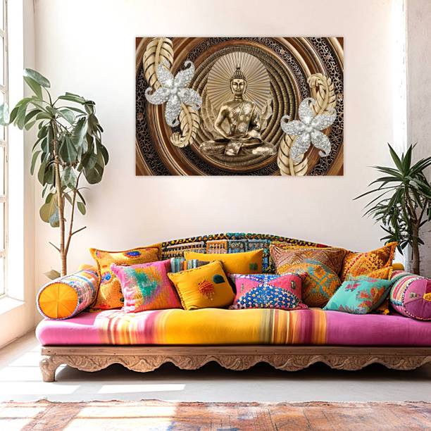 Indianara Rolled Sparkled Lord Buddha Art Print for Roo...