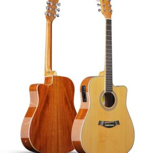 swan7 SW41C-NAT Natural Glossy Semi-Acoustic Guitar wit...