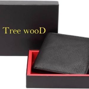 Tree Wood Men Travel, Trendy, Casual, Formal Black Genuine Leathe...