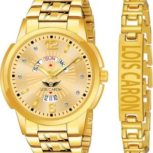 LOIS CARON Combo Set of Original Gold Plated Day & Date Functionin...