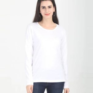 Fleximaa Women Solid Round Neck Pure Cotton White T-Shirt