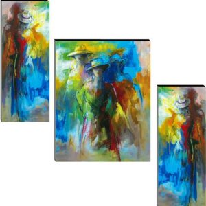 Indianara Set of 3 Abstract Multi Coloured Man and Wome...