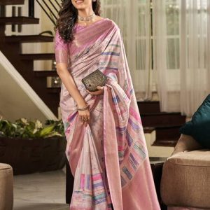 Divastri Geometric Print, Printed, Self Design Handloom Pure Sil...