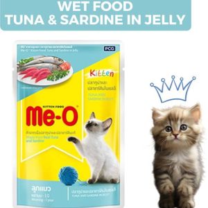 Me-O Me-O Wet Food, Tuna & Sardine in Jelly, Pack of 12...