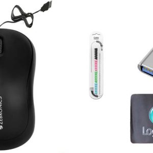 Mophonics Wired Mouse, MousePad, C-OTG & Cable Protecto...