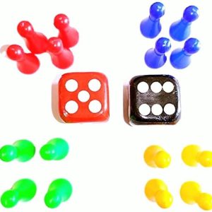 HK Sport & Toys Big Ludo Tokens with Two 24 mm Dice Boa...
