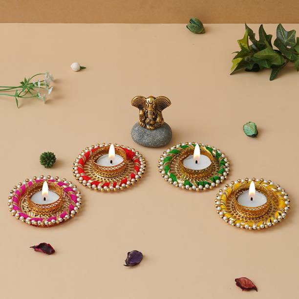 CW Dreamica Lord Ganesha Idol With Pack of 4 Tealight H...