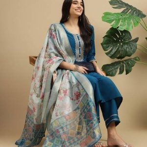 Zinariya Fab Women Viscose Rayon Kurta Pant Dupatta Set
