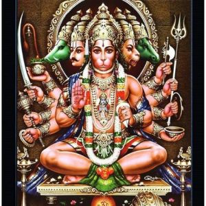 SAI BALAJI ACRALICS Panchmukhi Hanuman Photo with woode...