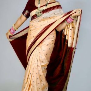 Sijileen Temple Border, Woven Sambalpuri Silk Blend Saree
