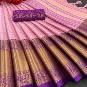 KanjiQueen Woven Narayanpet Pure Silk, Cotton Silk Saree