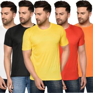 InkTees Pack of 5 Round_5_05_XL Men Solid Round Neck Polyester ...
