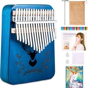 PATPAT Kalimba Thumb Piano 17 Keys,Blue Deer Mbira Fing...