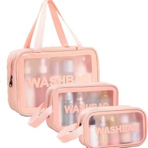 Papezon Travel Cosmetic Bag Clear Makeup Pouch Set Travel Toile...