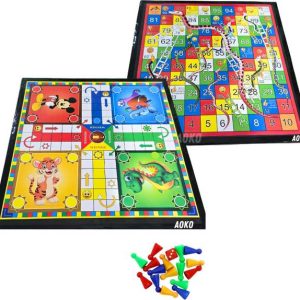 AOKO Ludo + Snake & Ladders 2 in 1 Board Game One Set L...