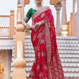 Satrani Dyed, Self Design, Woven Banarasi Silk Blend Saree
