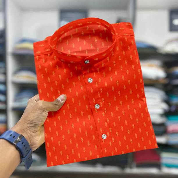 Nofilter Men Printed Cotton Blend Straight Kurta