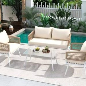 SE FURNITURE Modern Outdoor Sofa Set – 2 Seater, 2 Sing...