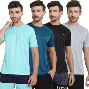 FTX Pack of 4 Men Solid Round Neck Polyester Silver, Light ...