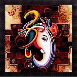 eCraftIndia Face Of Ganesha Satin Matt Textured UV Canv...